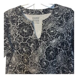 Hang Ten Dress Beach Cover Black White‎ Floral Print Summer Casual Medium